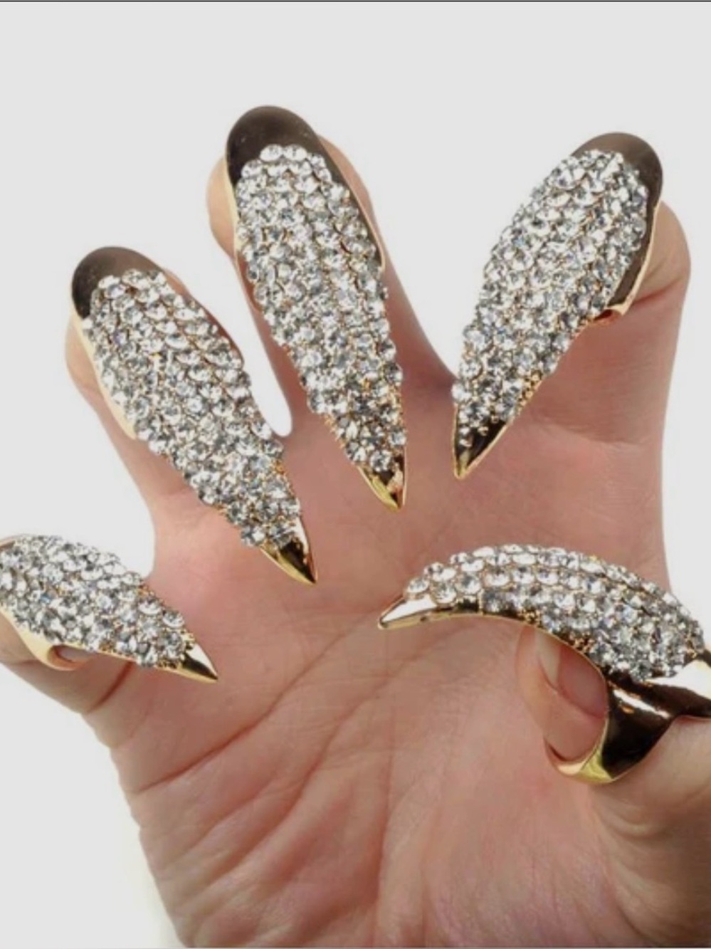 Set of 10 Crystal Rhinestone Nail Rings